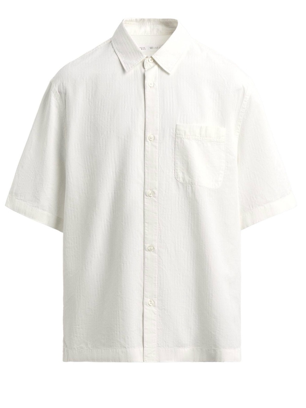 ZARA Men's Textured Jacquard Button-Up Shirt - Small